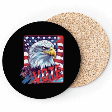Discover Unique Eagle American Flag Vote US Election 2024 Coasters