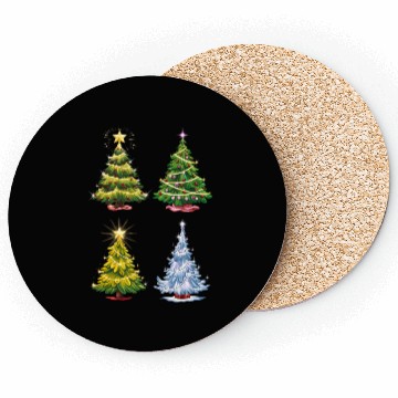 Discover Green Tree Christmas Holiday Winter Coasters