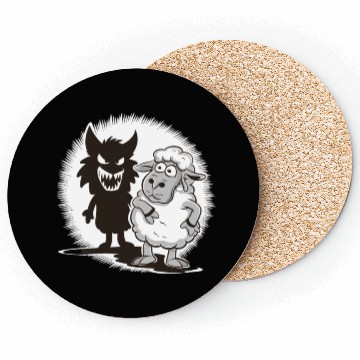 Discover Unique Comic Sheep and Wolf Shadow for a Sheep Coasters