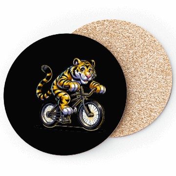 Discover Cute Cyclist Tiger Coasters