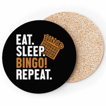 Discover Eat Sleep Bingo Repeat Caller Daubers Coasters