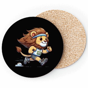 Discover Cute Marathon Runner Lion Coasters