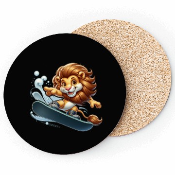 Discover Cute Snowboarder Lion Coasters