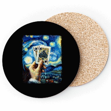 Discover Blackjack Gambling Cards Starry Night Painting Coasters