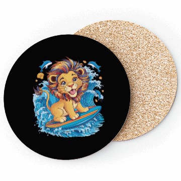 Discover Cute Surfing Lion Riding the Waves Coasters