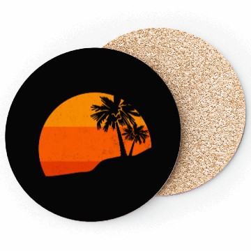 Discover Sunset Palm Trees Retro Tropical Vibes Coasters
