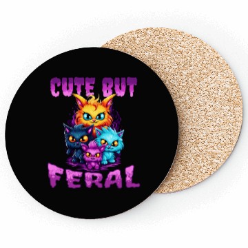 Discover Cute but Feral! Wild Cat Party Concert Cat Lovers Coasters