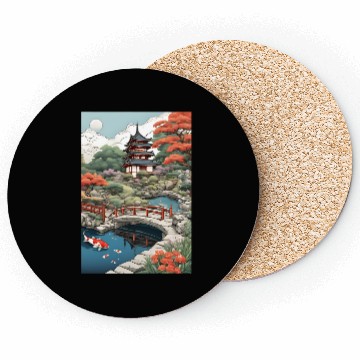Discover Serenity Under Cherry Blossoms- Japanese castle Coasters