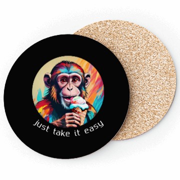 Discover Monkey eating ice cream with a big smile Coasters