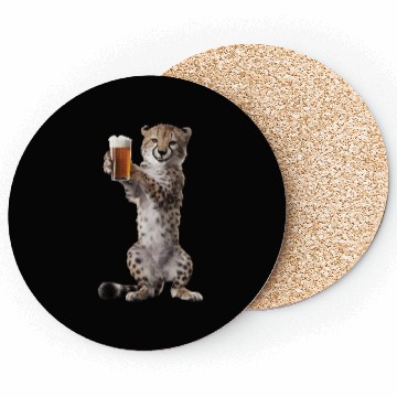 Discover Cheetah Drinking Beer Realistic Coasters