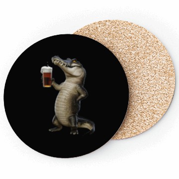Discover Crocodile Drinking Beer Realistic Coasters