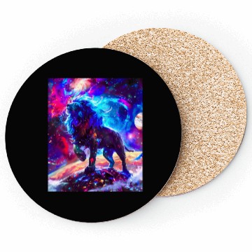 Discover Galaxy Lion Blue Coasters