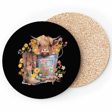 Discover Highland Cow flowers Christmas Coasters