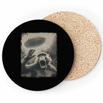 Discover Baboon Monkey UFO Alien Extraterrestrial Selfie Coasters