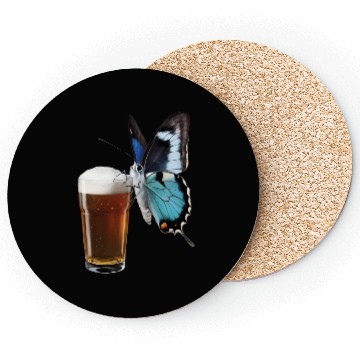 Discover Butterfly Drinking Beer Realistic Coasters