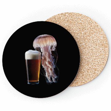 Discover Jellyfish Drinking Beer Realistic Coasters
