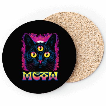 Discover Rainbow Witch Cat Seeing Coasters