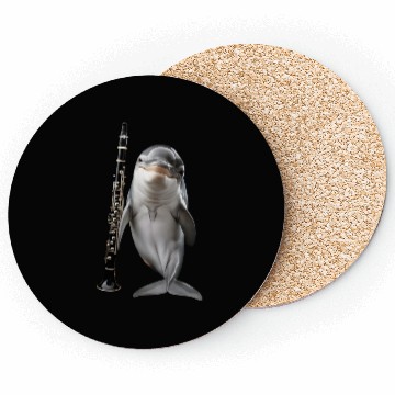 Discover Dolphin Playing Clarinet Realistic Coasters