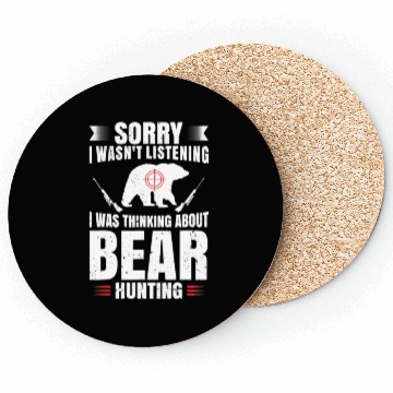 Discover Funny Bear Hunting Lover Fan Hunter Hobby Gun Coasters