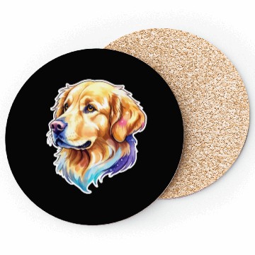 Discover Golden Retriever Watercolor Coasters