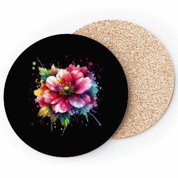 Discover Colorful abstract flower blossom Coasters