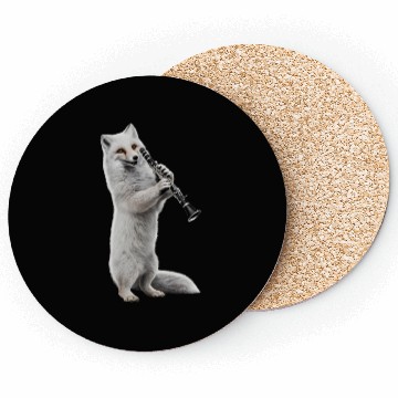 Discover Arctic Fox Playing Clarinet Realistic Coasters