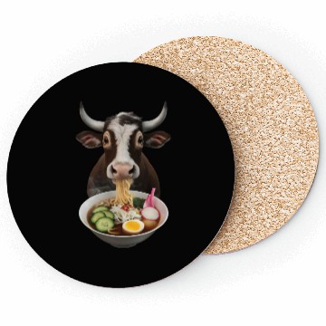Discover Ox Eating Ramen Realistic Coasters