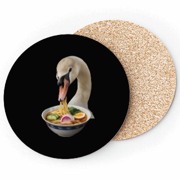 Discover Swan Eating Ramen Realistic Coasters