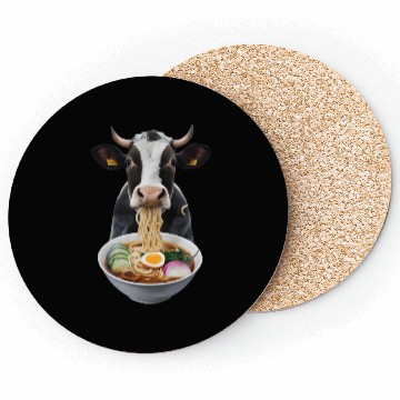 Discover Cow Eating Ramen Realistic Coasters