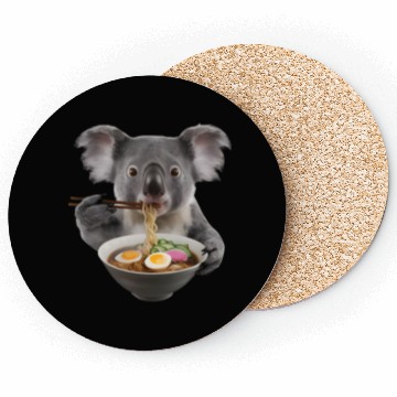 Discover Koala Eating Ramen Realistic Coasters