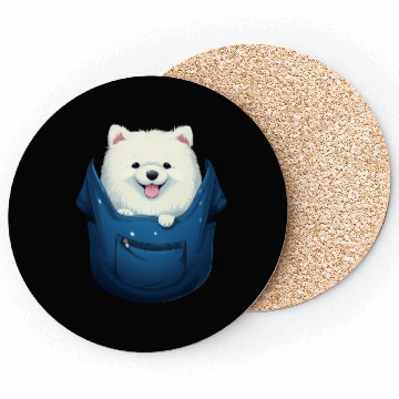 Discover Cute Samoyed Puppy Dog In Pocket Pet Lovers Gifts Coasters
