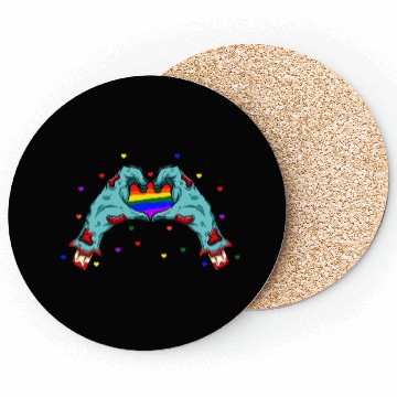 Discover Halloween Hand Skeleton Heart LGBT Pride Rainbow Coasters