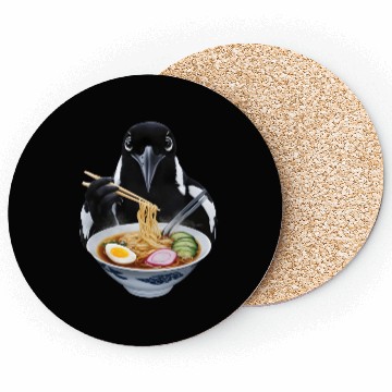 Discover Magpie Eating Ramen Realistic Coasters