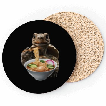 Discover Tortoise Eating Ramen Realistic Coasters