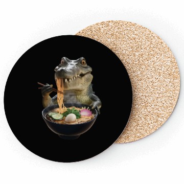 Discover Crocodile Eating Ramen Realistic Coasters