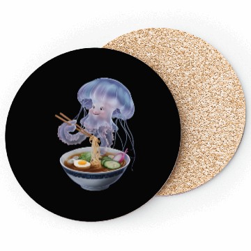 Discover Jellyfish Eating Ramen Realistic Coasters