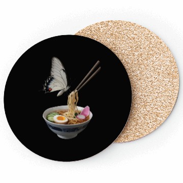 Discover Butterfly Eating Ramen Realistic Coasters