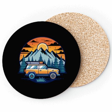 Discover Camper Van parked Lake with Mountains Coasters