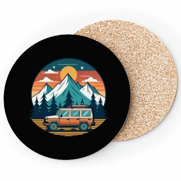 Discover Camper Van parked Lake with Mountains Coasters