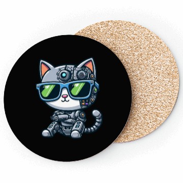 Discover Cat robot mech cyborg sci-fi Coasters