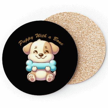 Discover puppy with a bone Coasters