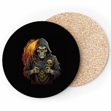 Discover Skull holding a video game console. Coasters