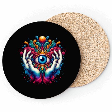 Discover Colorful abstract psychedelic eye design Coasters