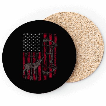 Discover American Flag Deer Elk Hunting USA Patriotic Coasters