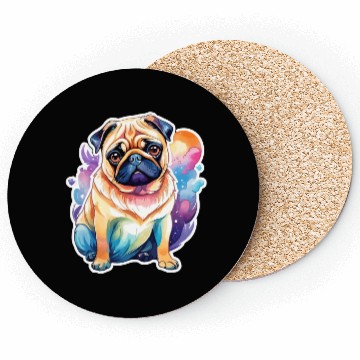 Discover Pug Watercolor Coasters