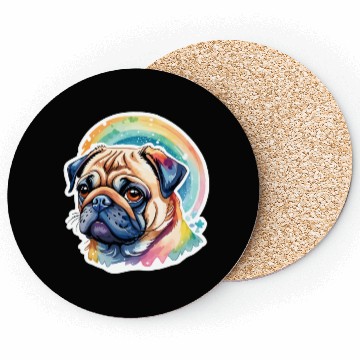 Discover Pug Watercolor Coasters