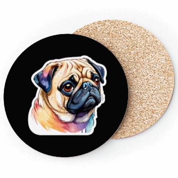 Discover Pug Watercolor Coasters