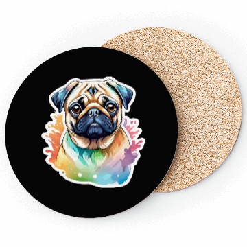 Discover Pug Watercolor Coasters