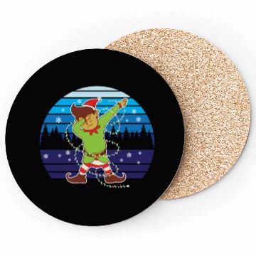 Discover Dabbing Elf Christmas Tree Lights Xmas Family Coasters