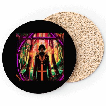 Discover Mystical Forest Guardian in Vibrant Colors Coasters